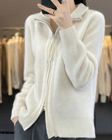 Zina | Kaschmir-Pullover mit Reißverschluss in Weiß