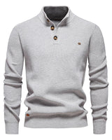 Konrad - Stilvoller Herrenpullover mit Knopfdesign in Lichtgrau