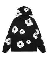 Lässiger Damen Hoodie mit Blumenmuster - Amara in Schwarz