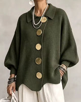 Shiryl – Langärmelige Strickjacke mit Kragen Und Knopfleiste in Grün