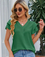 Pauline™ Bluse mit gestuften Ärmeln und Frontfalte in Grün