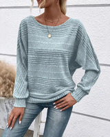 Mirevna™ Strickpullover Mit Strukturierter Optik und Femininem Ausschnitt in Hellblau