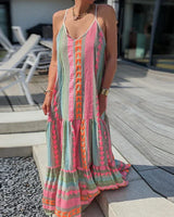 Damen Bedruckt Maxi Sommerkleid in Rosa