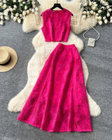 Alessa™ Set aus Floralbesticktem Tüll mit Zarter Eleganz in Rosenrot