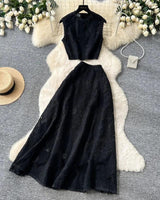 Alessa™ Set aus Floralbesticktem Tüll mit Zarter Eleganz in Schwarz