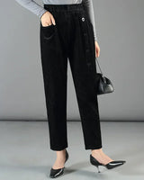 Lünelle™ Samtgefütterte Hose mit Zierknöpfen / Gemütlichkeit und Stil an kalten Tagen! in Schwarz