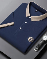 Angan – Elegantes Zweifarbiges Polohemd in Marineblau