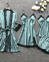Luna - Nachtwäsche Set mit Spitze in Blaugrün