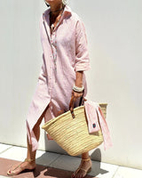 Bellavita™ Kleid Mit Vertikalen Streifen und Fließender Passform in Pink