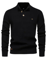 Konrad - Stilvoller Herrenpullover mit Knopfdesign in Schwarz