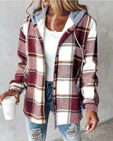 Kapuzenpullover Damen mit Knopfleiste in Rot