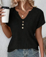 Rosina | Bluse mit V-Ausschnitt in Schwarz