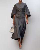 Katarzyna | Maxikleid mit eleganten Kimono-Ärmeln in Grau