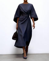 Katarzyna | Maxikleid mit eleganten Kimono-Ärmeln in Meerblau