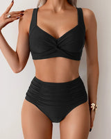Greta | Hoch tailliertes Sommer-Bikiniset in Schwarz