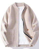 Jorje – Gerippter Strickcardigan Mit Reissverschluss in Beige