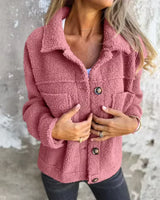 Tirina - Teddyjacke mit Knopfverschluss in Rosa