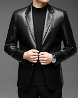 Mikkel™ Lederjacke im Blazer-Stil aus Premium-Leder mit minimalistischem Design in Schwarz