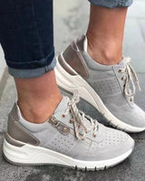 Marie | Damen Freizeit-Sneaker mit runder Spitze und Schnürung in Grau