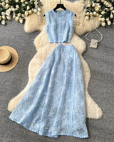 Alessa™ Set aus Floralbesticktem Tüll mit Zarter Eleganz in Blau