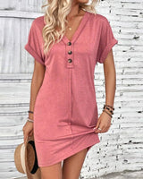 Audrey™ Kleid mit Lässiger Passform und V-Ausschnitt in Rosa