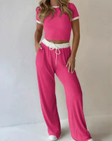 Liz™ Set aus Hochwertigem Rippstrick und Figurbetontem Cropped Top in Rosa
