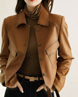 Elegante Lederjacke - Silvana in Braun