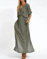 Mariah - Klassisches Maxi-Kleid in Olivgrün (Fast ausverkauft)