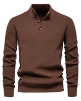Konrad - Stilvoller Herrenpullover mit Knopfdesign in Braun