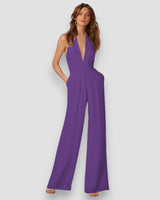 Bea | Damen Schlaghosen Jumpsuit Retro Selbstbewusst in Lila