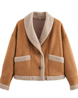 Bianca - Wildlederjacke mit Taschen Frau Winter Chic in Schokolade