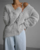 Gisela | Luxus Cardigan in Platin Grau