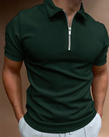 Evan – Zip-Poloshirt mit moderner Linie in Grün