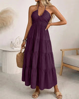 Solara Breeze™ Kleid Mit Halterneck-Ausschnitt und Weitem Stufenrock in Lila