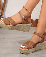 Vanessa | Gepolstert Keilabsatz Sandalen in Braun