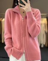 Zina | Kaschmir-Pullover mit Reißverschluss in Rosa