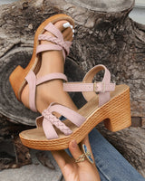 Gianna | Klassische Sandalen mit Mittelhoch in Rosa