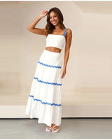Liesbeth™ - Bohemien Sommerkleid in Weiß + Blau