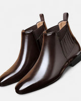 Faustino™ | Elegante Herren-Stiefeletten aus hochwertigem Kunstleder in Dunkelbraun