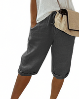 Aaliyah - Damen Shorts mit Bindegürtel in Grau