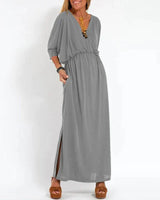 Mariah - Klassisches Maxi-Kleid in Hellgrau (Fast ausverkauft)