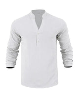 Orvian™ Hemd aus Premium-Leinen mit Minimalistischem Henley-Kragen in Weiß