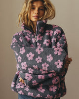 Damen-Fleece-Sweatshirt mit großer Tasche - Liora in Rosa