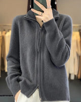 Zina | Kaschmir-Pullover mit Reißverschluss in Dunkelgrau