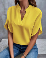 Sophia | Plissee-Front Stehkragen Bluse in Gelb