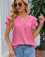 Pauline™ Bluse mit gestuften Ärmeln und Frontfalte in Rosa