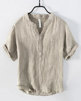 Everett - Kurzarmhemd mit Knopfleiste in Beige