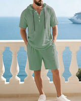 Portofino Coast™ Set Aus Baumwoll-Leinen Mit Moderner Kapuzenshirt in Grün