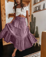 Belle Prairie™ Jeansrock Mit Fließenden Stufenlagen Im Used-Look in Lila