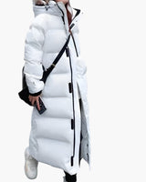 Doris | Damen Langer Kapuzen Puffer Winter Warm Mantel in Weiß